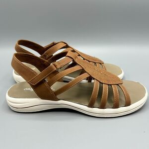 Easy Street Womens Gemi Tan Open Toe Slingback Sandals Size 6WW